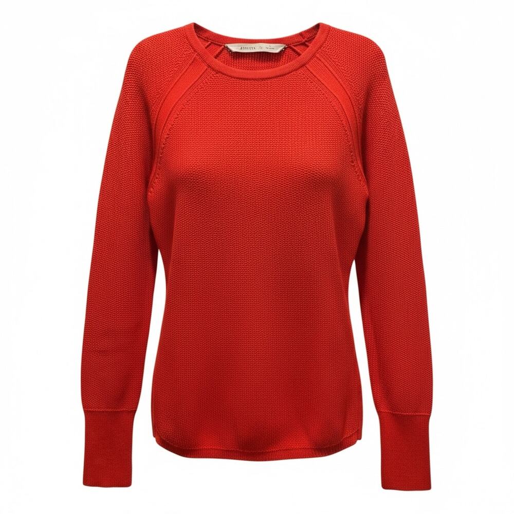 Athleta Red Side Zip Split Hem Textured Knit Swea… - image 1